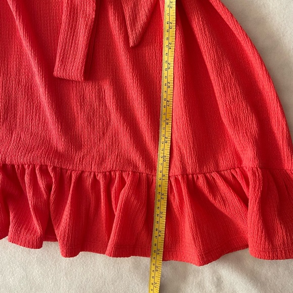 NWT MICHAEL KORS Sangria CRINKLE CREPE RUFFLE BELT FLUTTER SLEEVE DRESS Large - Picture 7 of 11